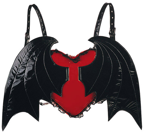 Red Heart & Bat Wing Patent Backpack