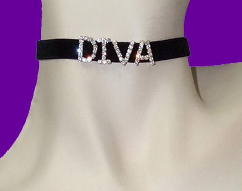 Diva Rhinestone & Black Velvet Choker