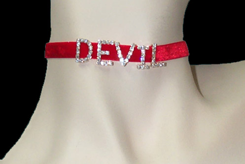 Devil Rhinestone & Red Velvet Choker