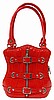 Red Buckled D-Ring Patent Corset Bag