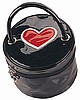 Black Patent Red Heart Round Bag