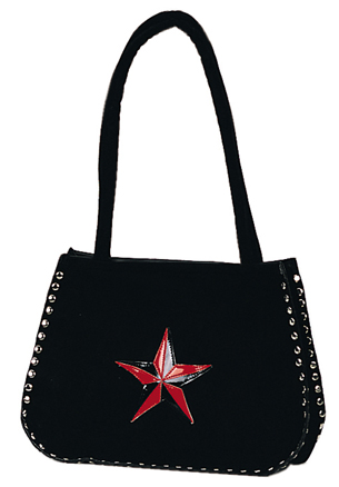 Red and Black Star Suede Bag