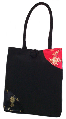 Red & Balck Flower Quarter Circle Tote