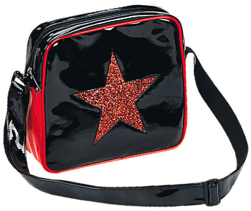 Red Glitter Star Black Patent Bag