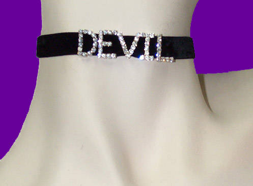 Devil Rhinestone & Black Velvet Choker